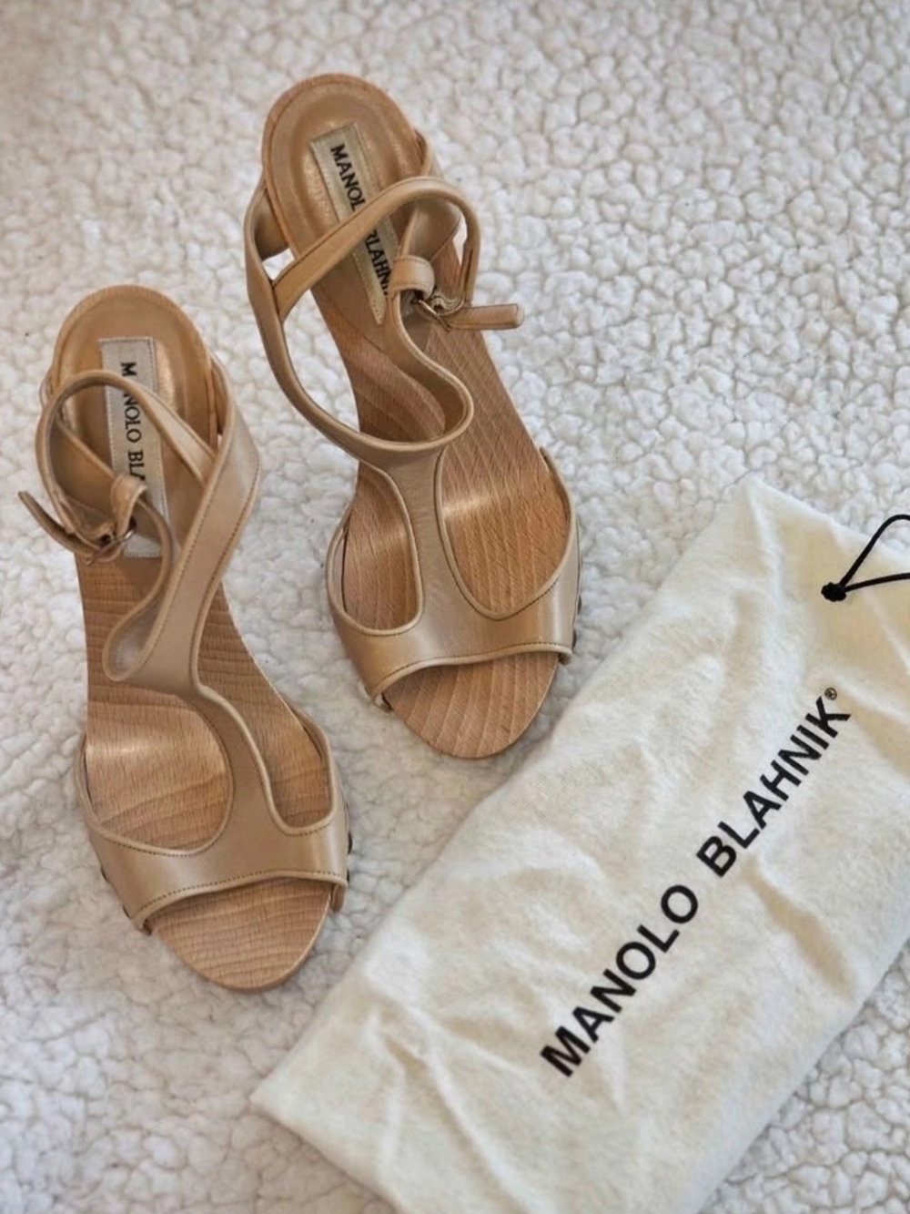 Manolo Blahnik Leather Strappy Open-Toe Heels
